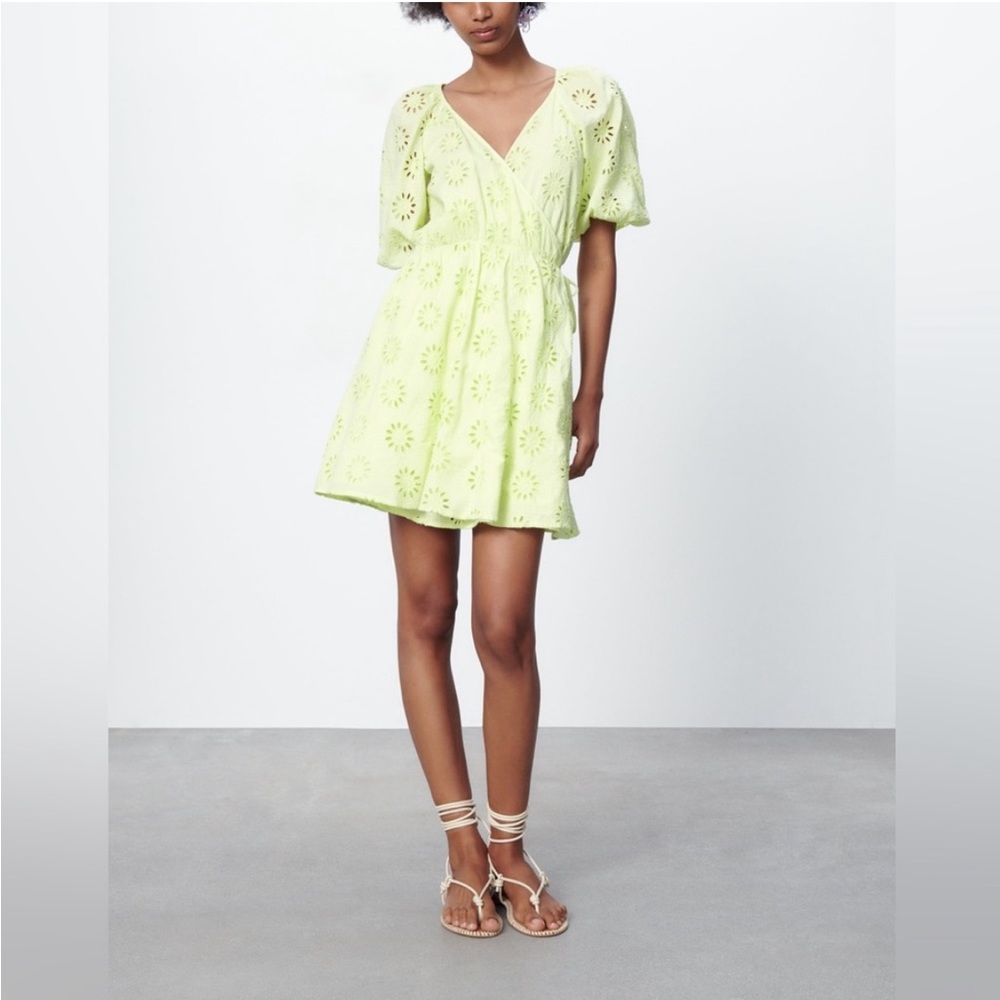 Zara Eyelet Wrap Dress | XS